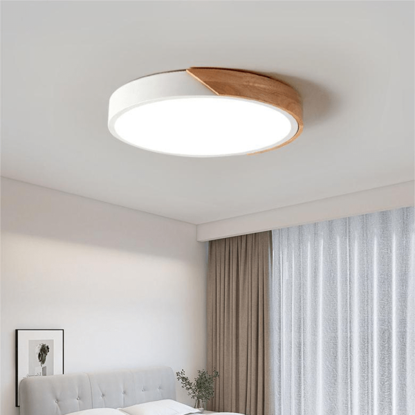 Nordic Macaron Runde Deckenlampe Holz LED Ø30 cm - Image 3