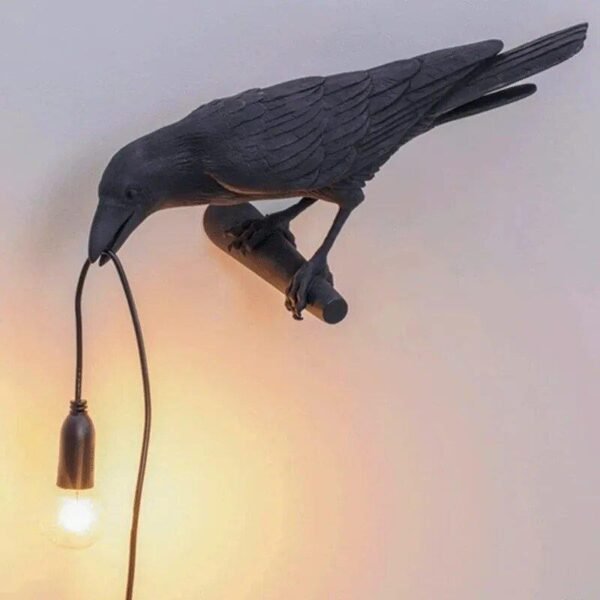 Kreative Krähen Wandleuchte von NovaLights in Schwarz-Weiß - Image 8