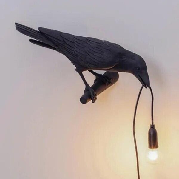 Kreative Krähen Wandleuchte von NovaLights in Schwarz-Weiß - Image 11